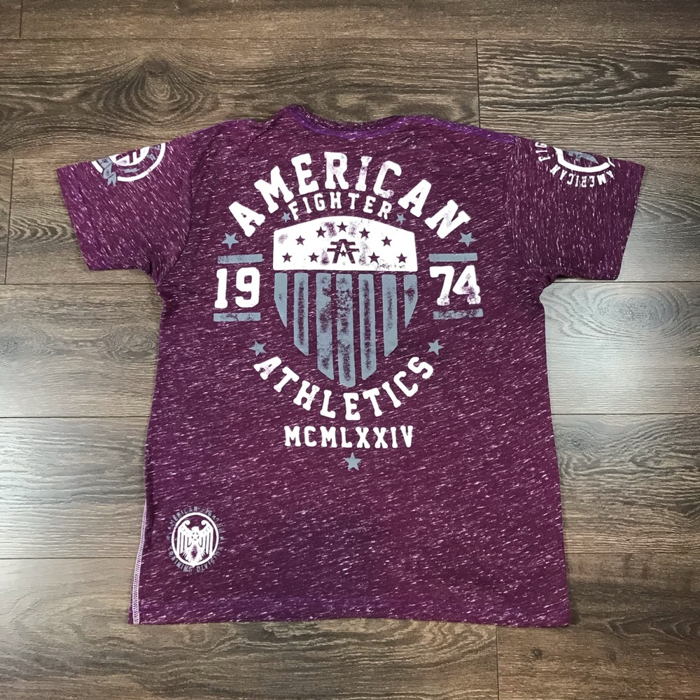 American Fighter Training Division Men’s Purple Double Sided Graphic Logo Shirt - Picture 5 of 5